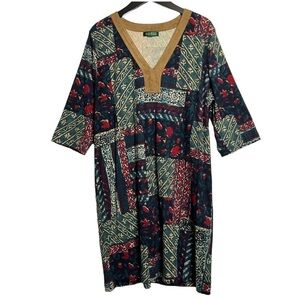 Lauren Ralph Lauren Patchwork Print Cotton Dress Size 2X